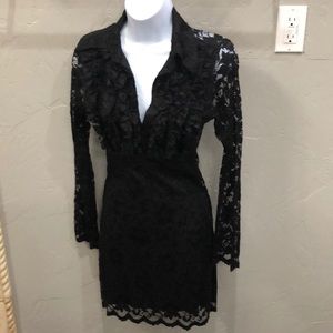 A black long sleeve dress